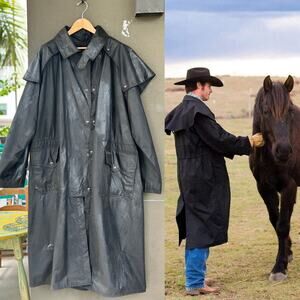 Outback Trading 2059 Stockman Waterproof Extra-Long Cotton Oilskin Duster Coat L